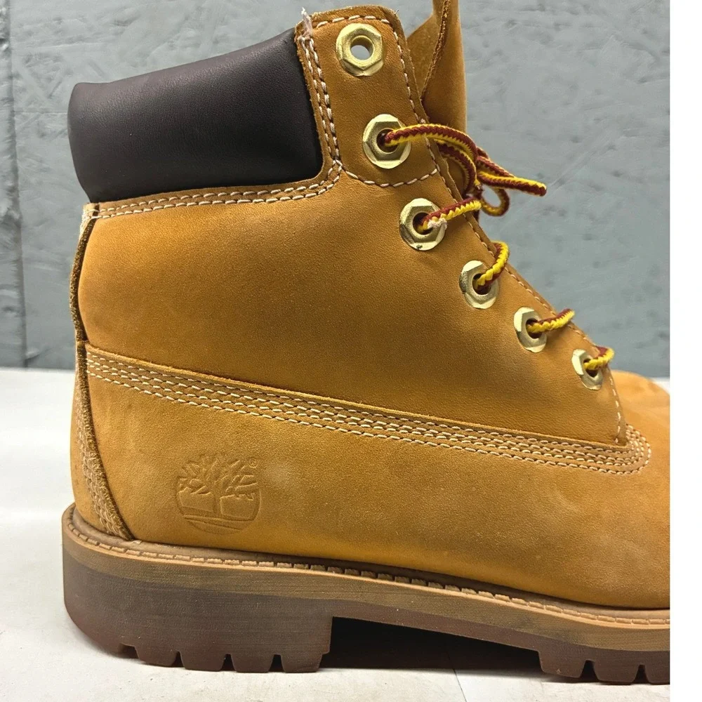 Timberland 6 Inch Premium Waterproof Boots Youth 4.5 Brown Nubuck Leather